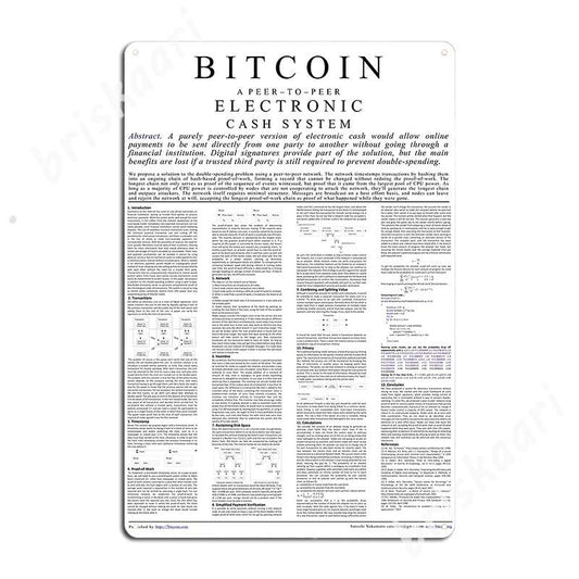 Bitcoin Whitepaper Metallschild