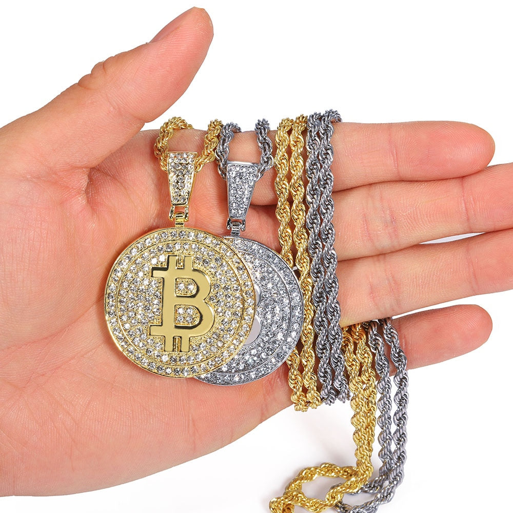 Bitcoin-Anhänger 18 Karat vergoldet