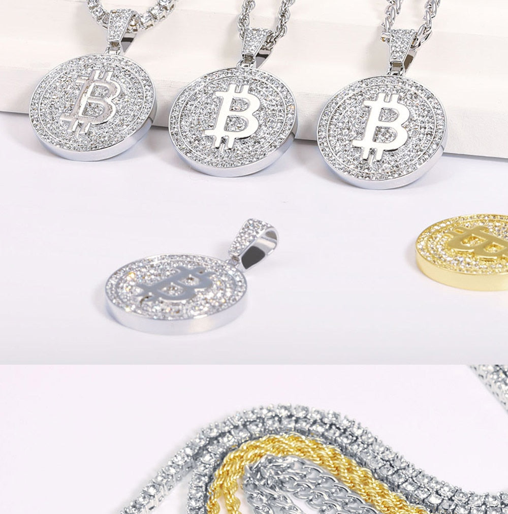 Bitcoin Pendant 18K Gold Plated