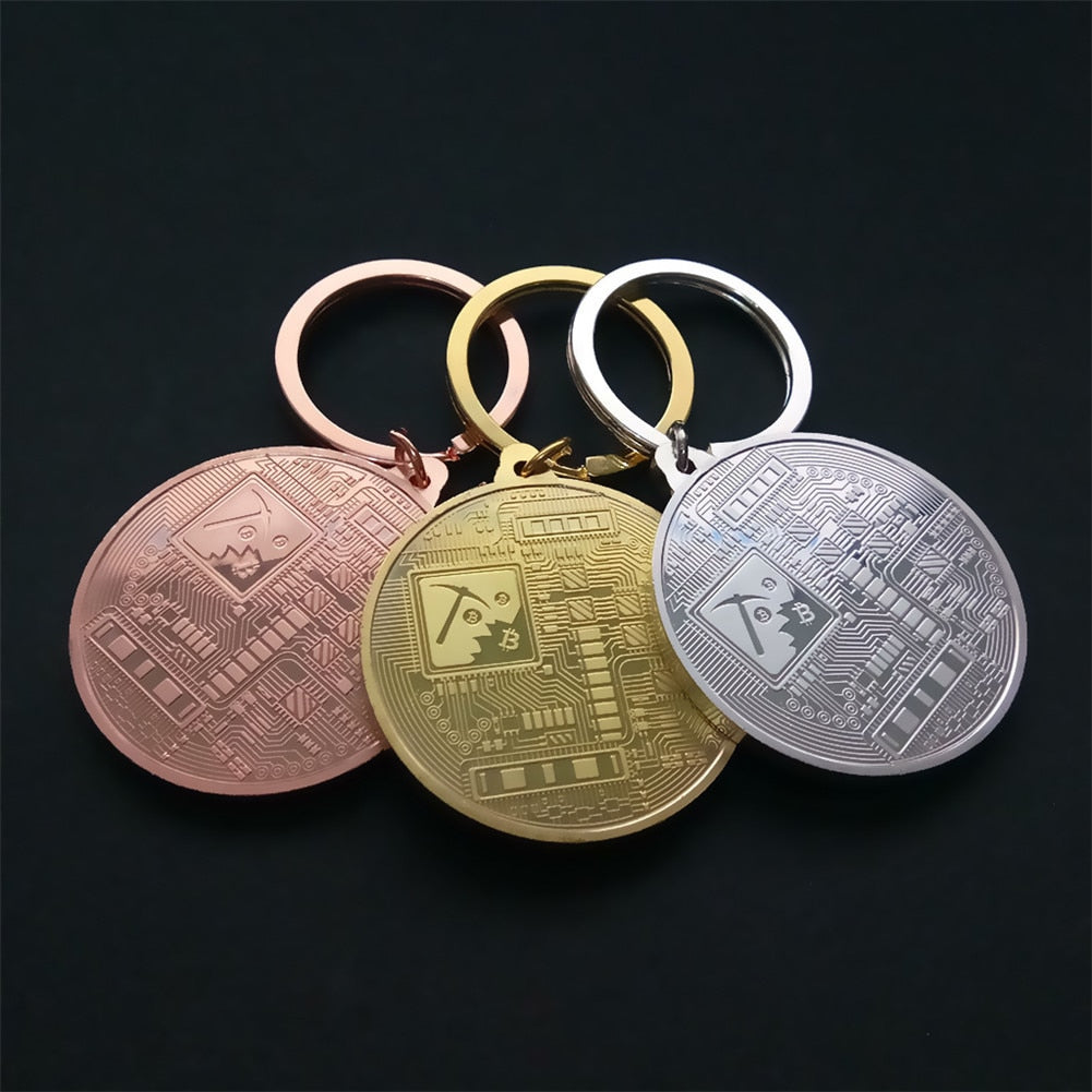 Bitcoin Coin Schlüsselanhänger vergoldet