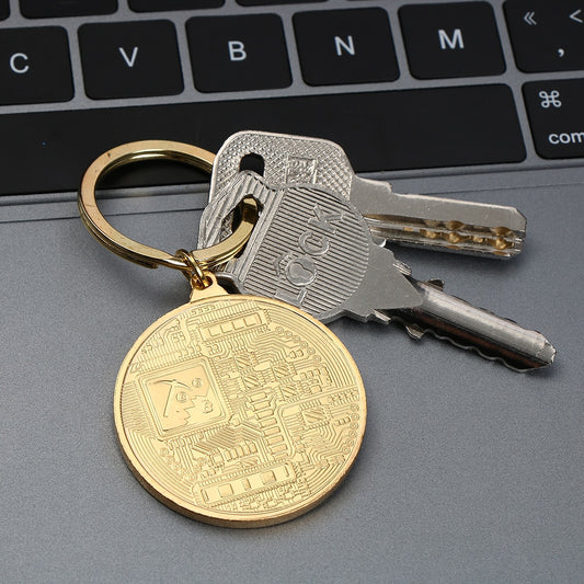 Bitcoin Coin Key Chain Gold Plated