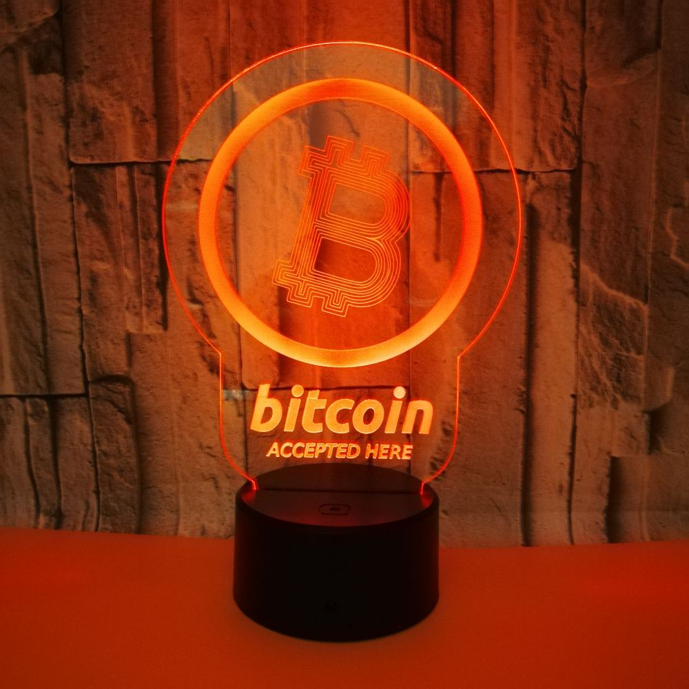 New  7-16 Colors 3D Bitcoin IR Touch Light