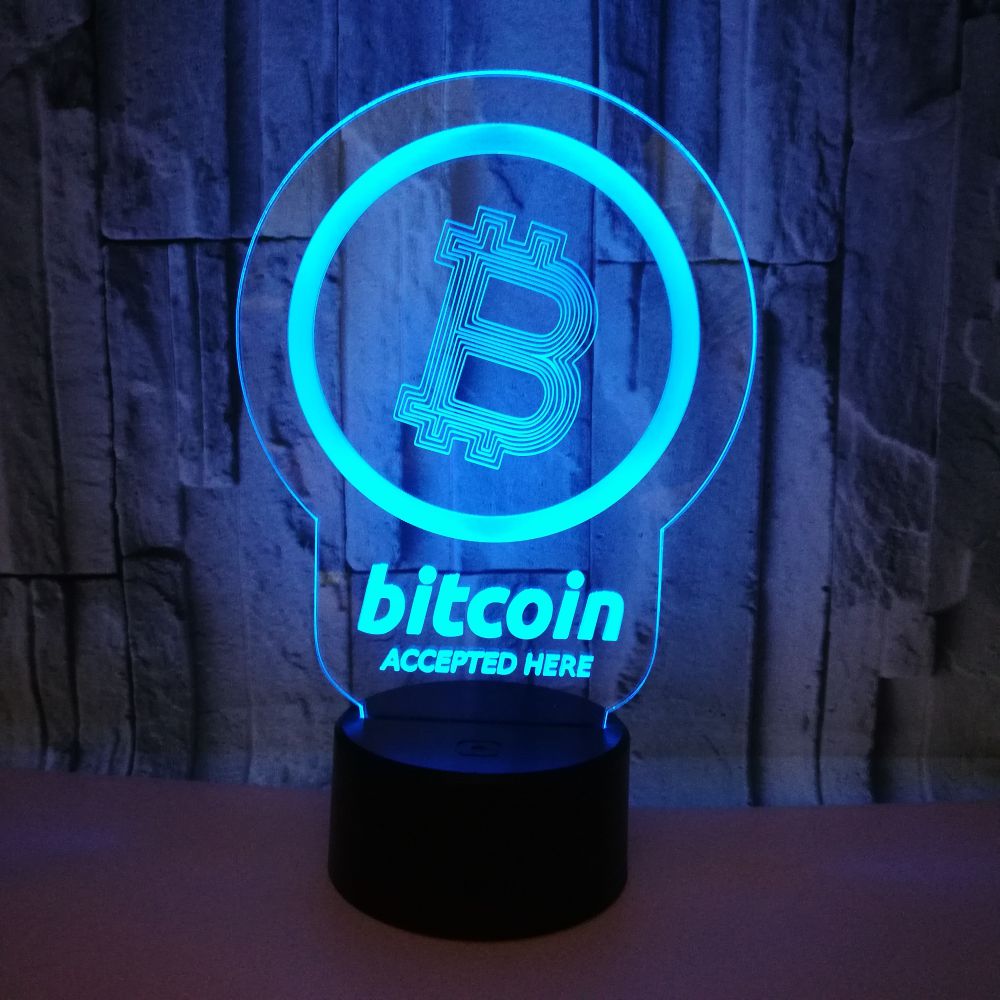 New  7-16 Colors 3D Bitcoin IR Touch Light