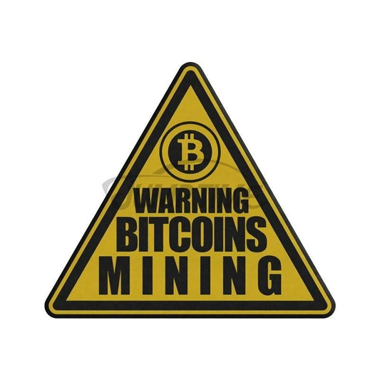 Warning Sign Bitcoins Mining Car Sticker Waterproof 13X13 cm