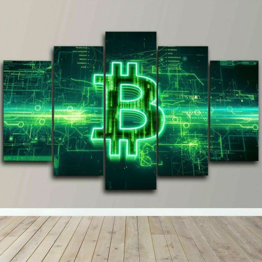 Bitcoin 5 piece HD Wall Art