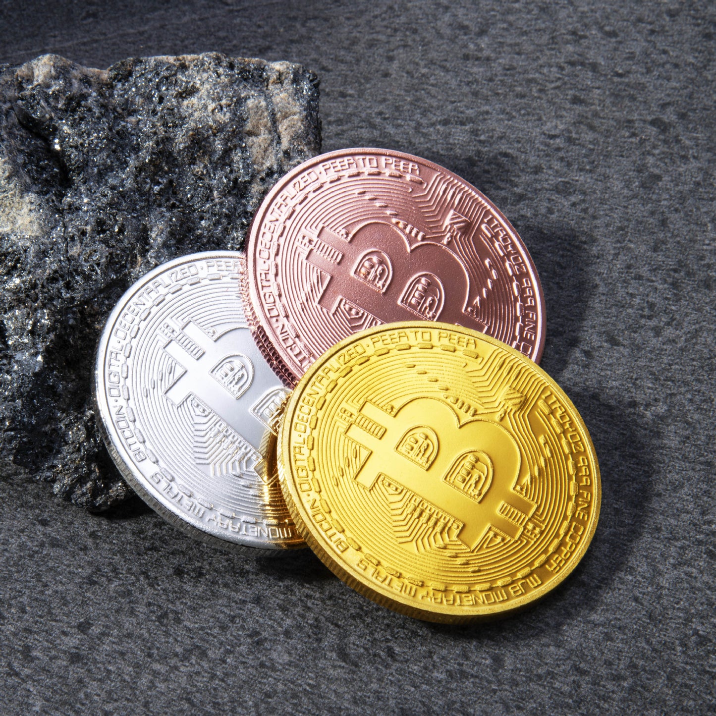 Crypto Coins BTC LTC ETH XRP Silver and gold plated